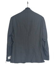 Karl Lagerfeld Mens Modern fit 2 Piece Suit 38 R / 31 Waist Grey Striped Stretch