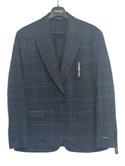 Karl Lagerfeld Mens Modern fit Sport Coat Blazer 42 L Black Plaid Stretch