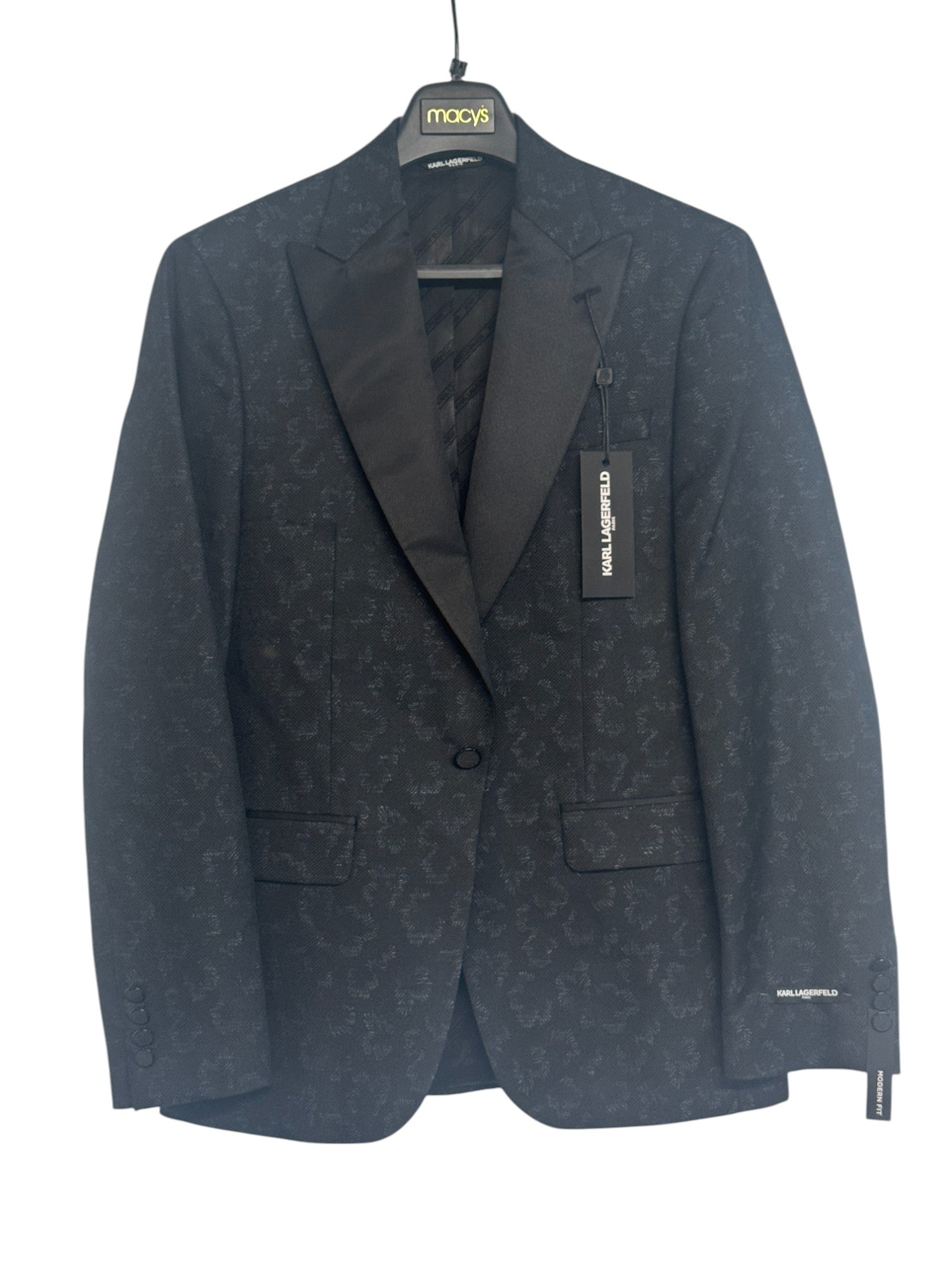 Karl Lagerfeld Mens Modern fit Dinner Jacket Blazer 44 S Black Floral Stretch