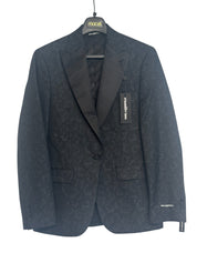 Karl Lagerfeld Mens Modern fit Dinner Jacket Blazer 36 R Black Floral Stretch