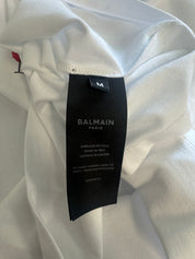 Balmain Paris Mens Regular fit Short Sleeve T-Shirt Shirt Medium White