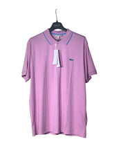 Lacoste Mens Regular fit Short Sleeve Tipped Polo Shirt XXL / 7 Pink Solid