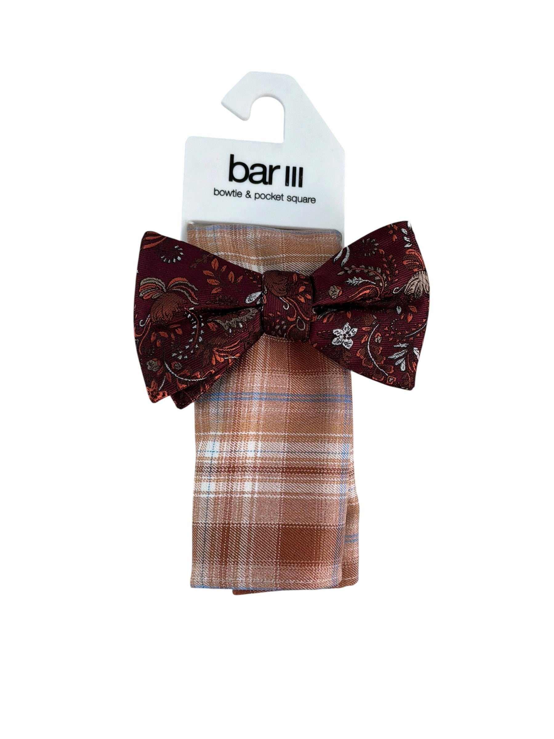 Bar III Men's Tobago 2-Pc. Floral Pre-Tied Bow Tie Pocket Square Set Red