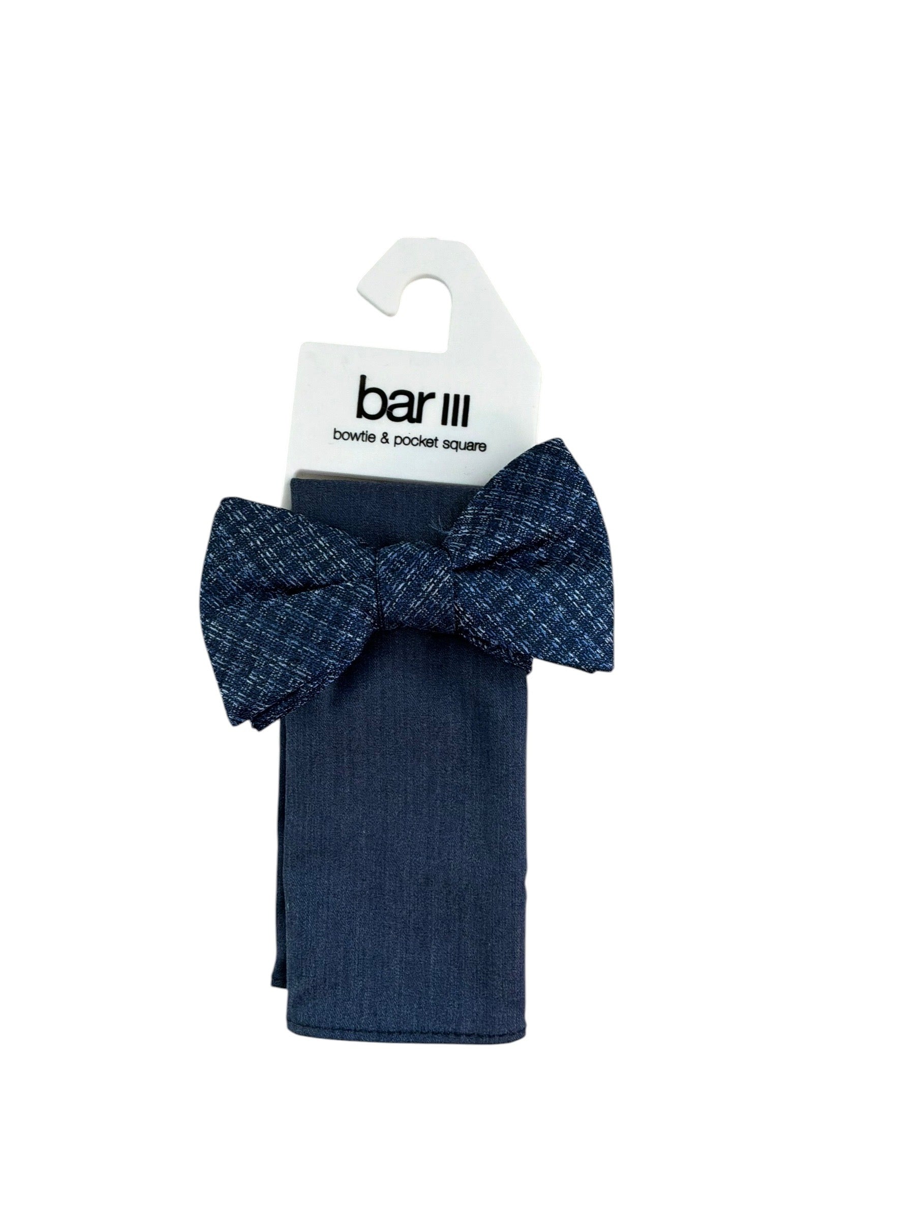 Bar Iii Men's Milan Bow Tie & Solid Pocket Square Set Navy Blue