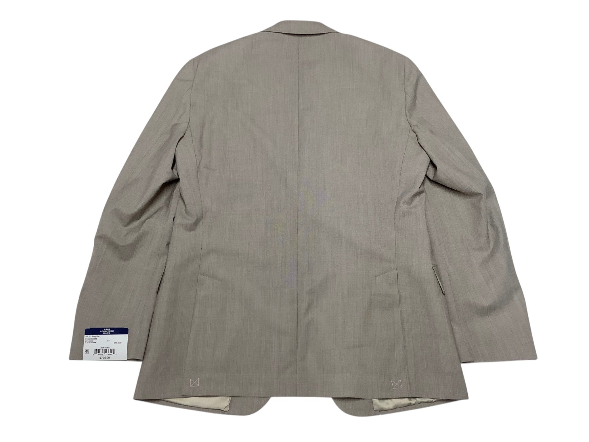 Hart Schaffner Marx Mens New York 2 Piece Suit 44 L / 38 Waist Light Tan Beige