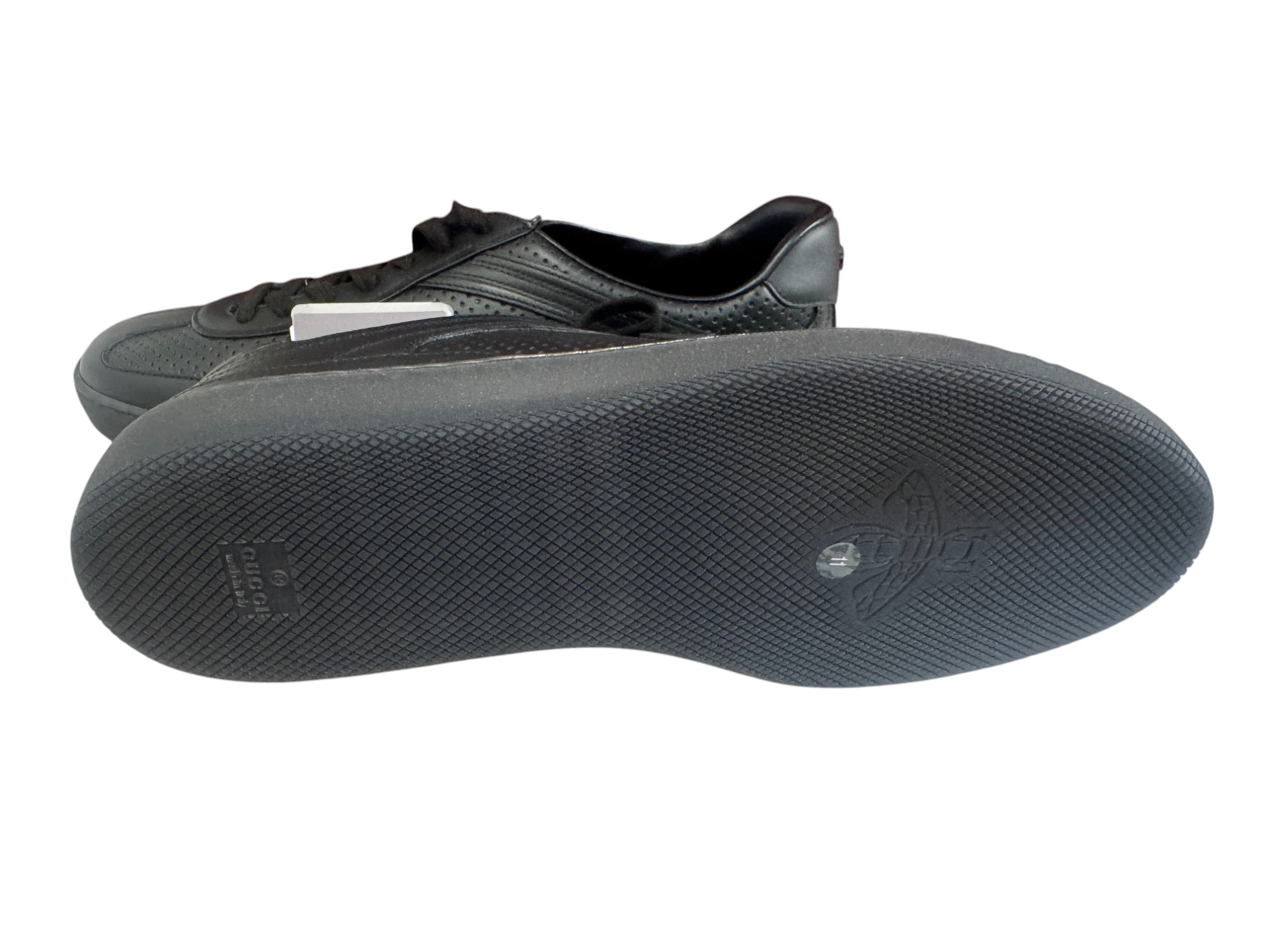 Gucci Mens G75 Low Top Leather Sneaker Size 11 D Black Made in Italy