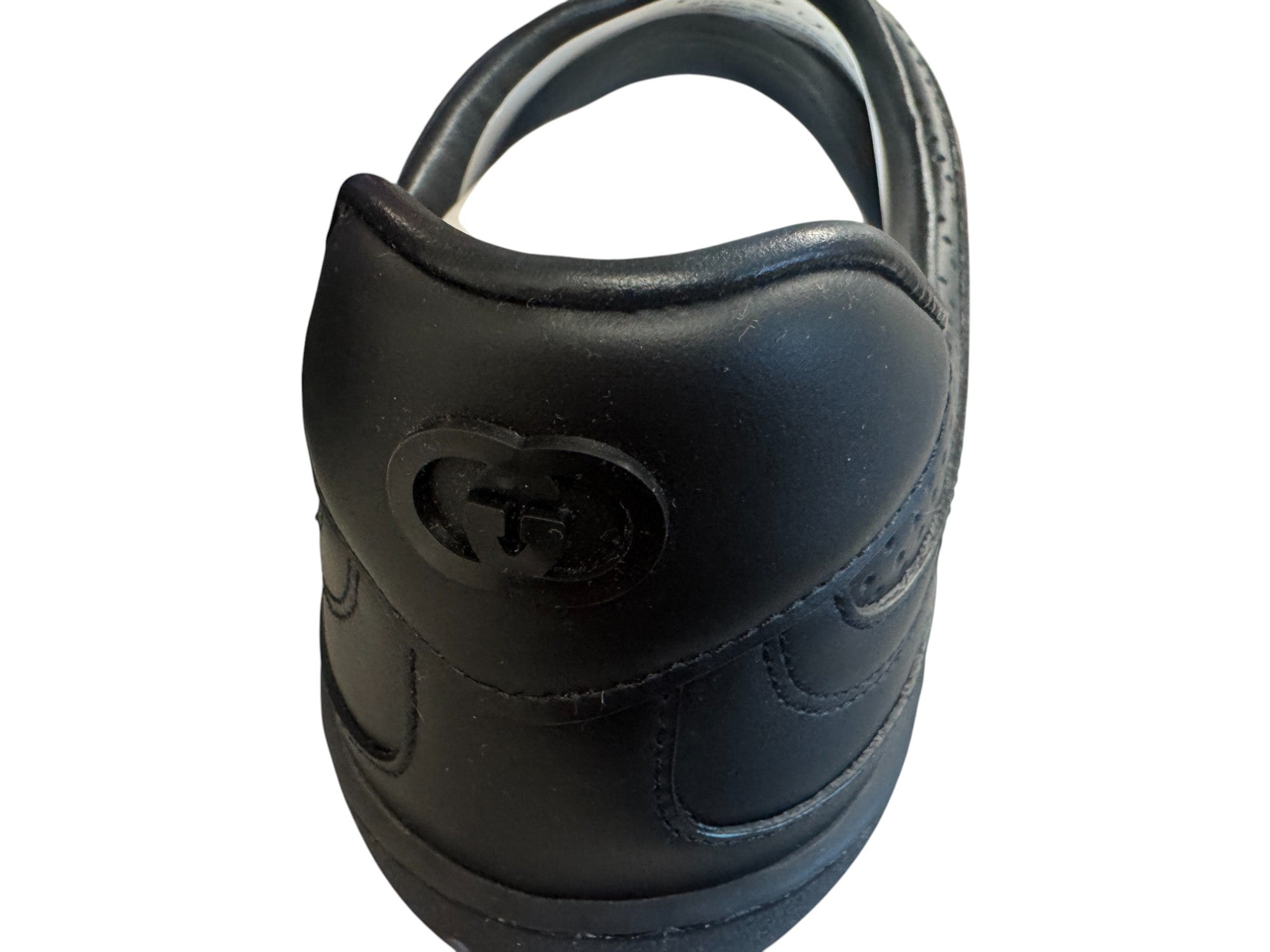 Gucci Mens G75 Low Top Leather Sneaker Size 11 D Black Made in Italy