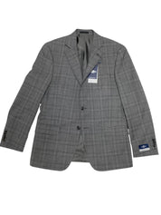 Hart Schaffner Marx Mens New York 2 Piece Suit 44 R / 38 Waist Grey Plaid