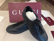 Gucci Mens G75 Low Top Leather Sneaker Size 11 D Black Made in Italy