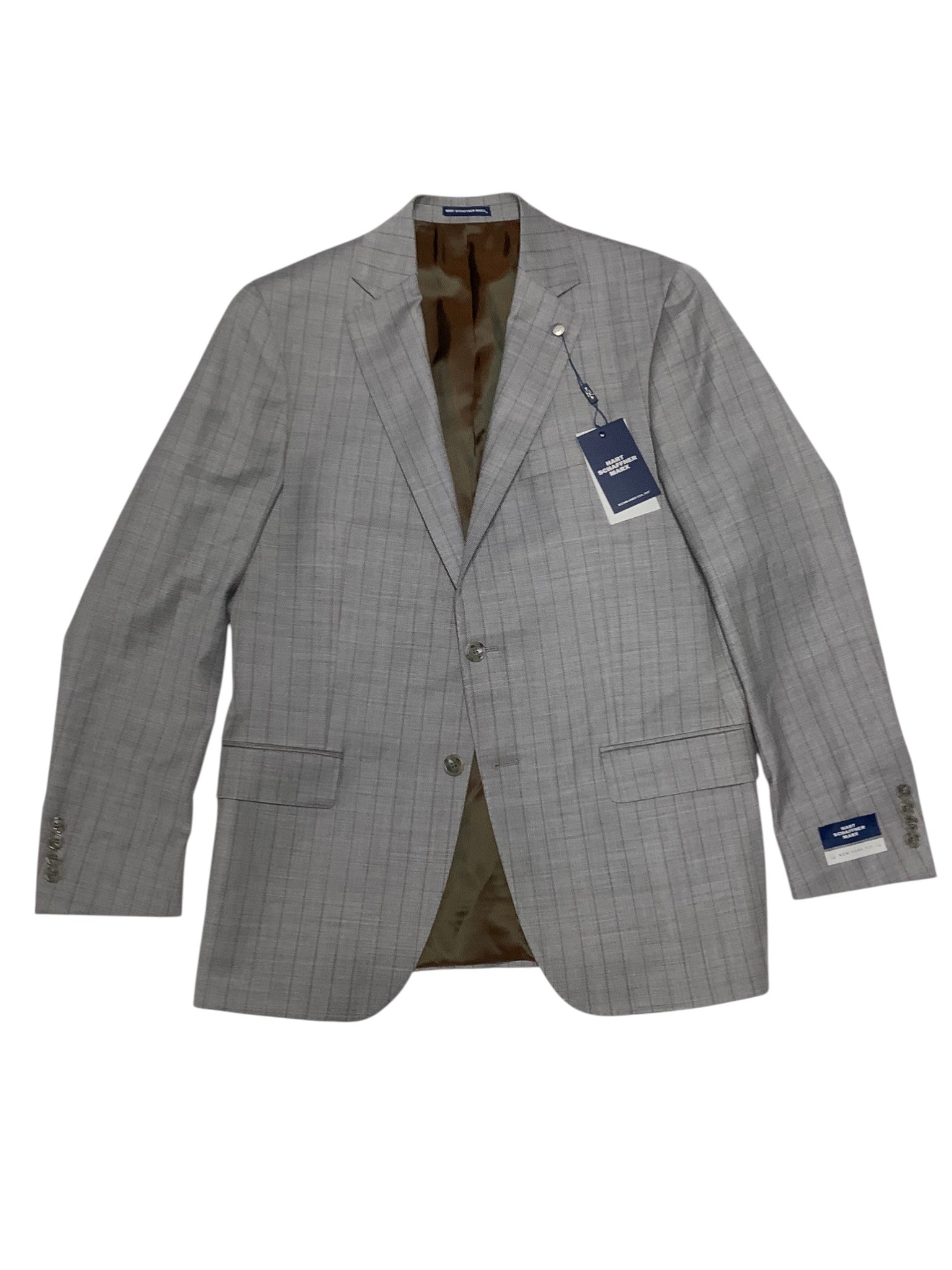 Hart Schaffner Marx Mens New York 2 Piece Suit 44 L / 38 Waist Light Grey Stripe
