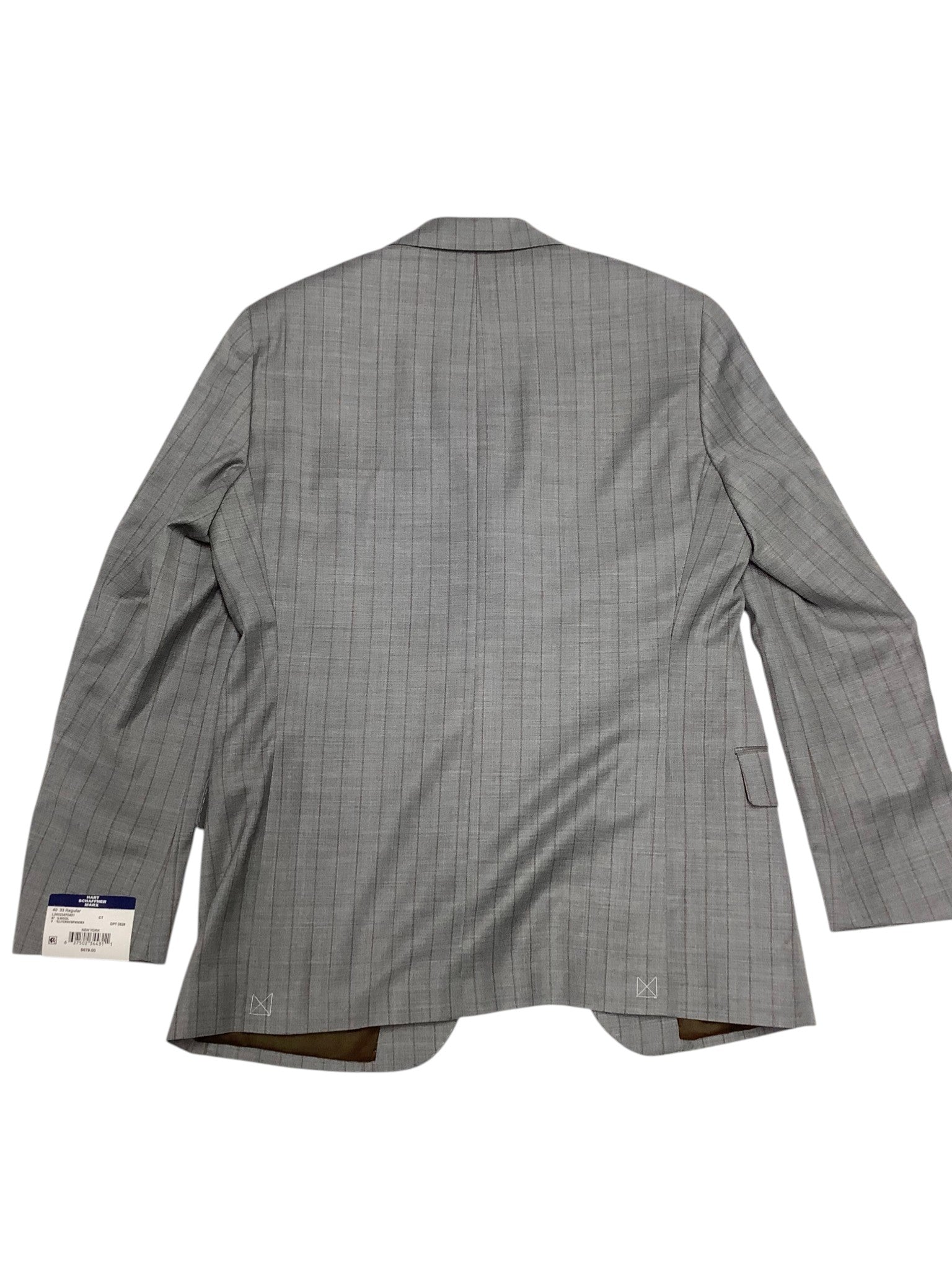 Hart Schaffner Marx Mens New York 2 Piece Suit 42 R / 36 Waist Light Grey Stripe