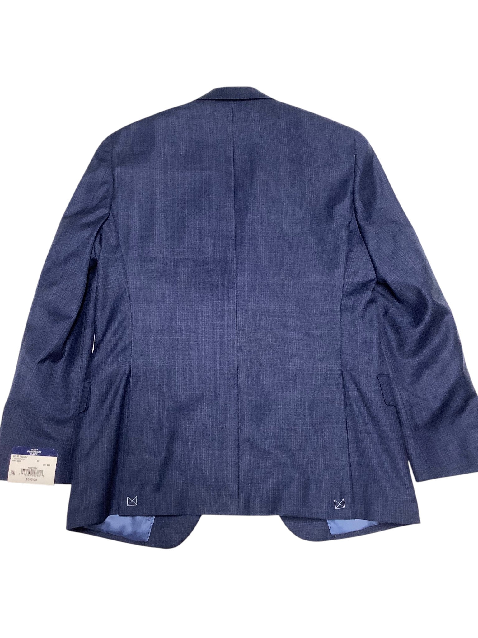 Hart Schaffner Marx Mens New York 2 Piece Suit 40 R / 33 Waist Navy Blue Plaid