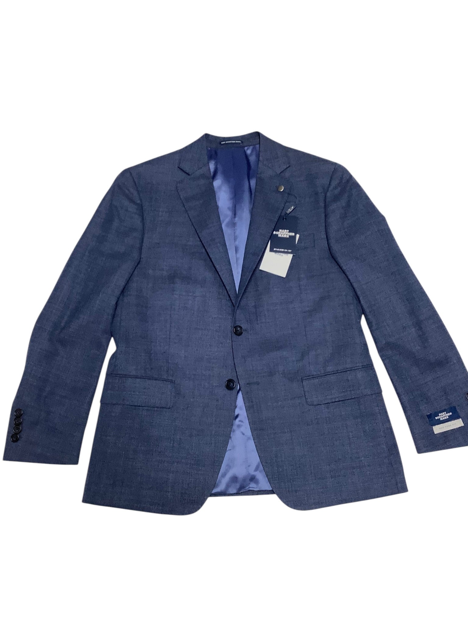Hart Schaffner Marx Mens New York 2 Piece Suit 50 R / 45 Waist Blue Solid