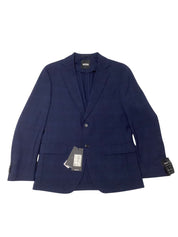 Hugo Boss Mens Slim fit Suit Jacket Blazer 38 S Navy Blue Plaid Stretch