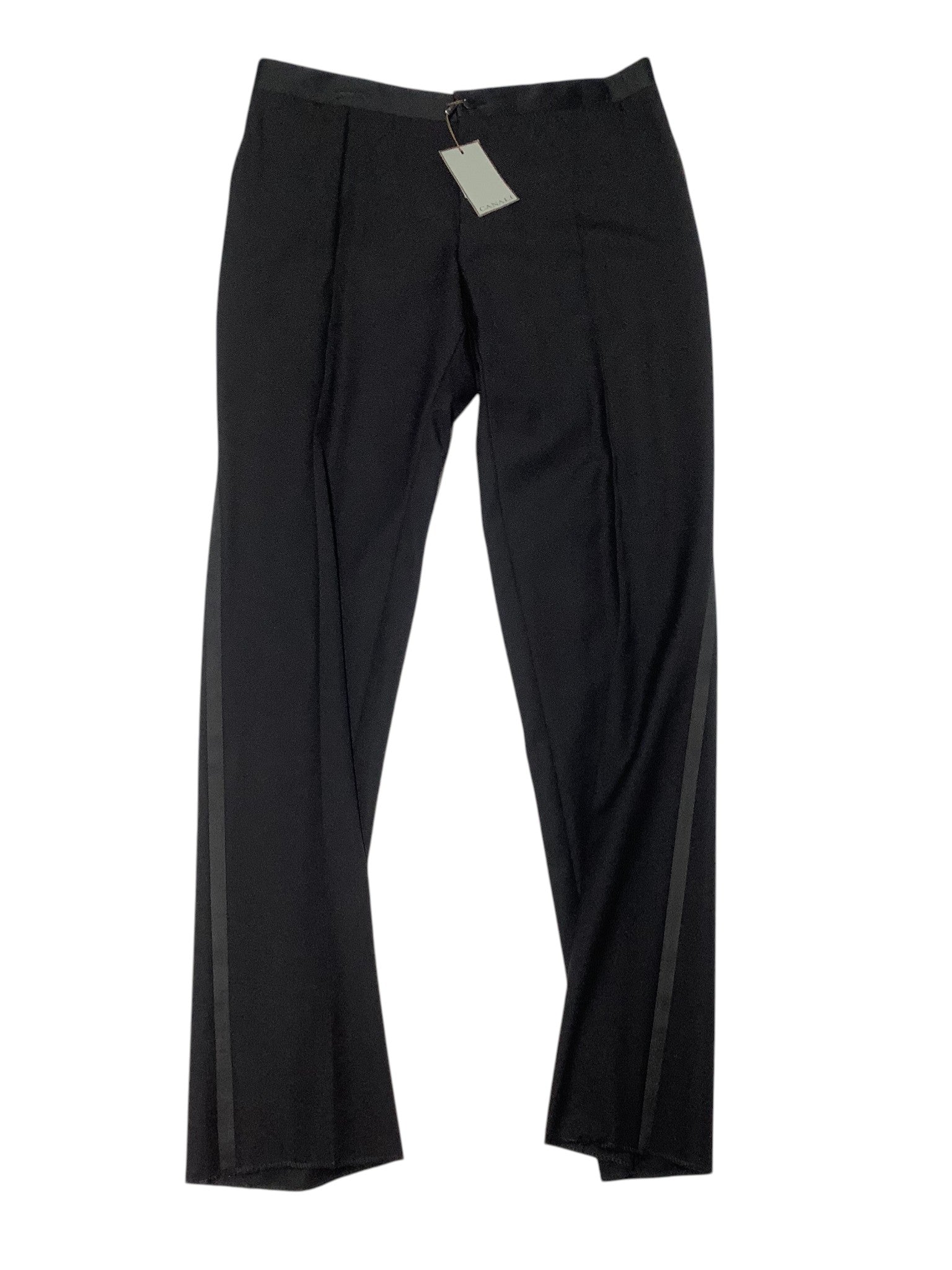 Canali Mens Regular fit Wool Tuxedo Pants Size 36 Black Solid