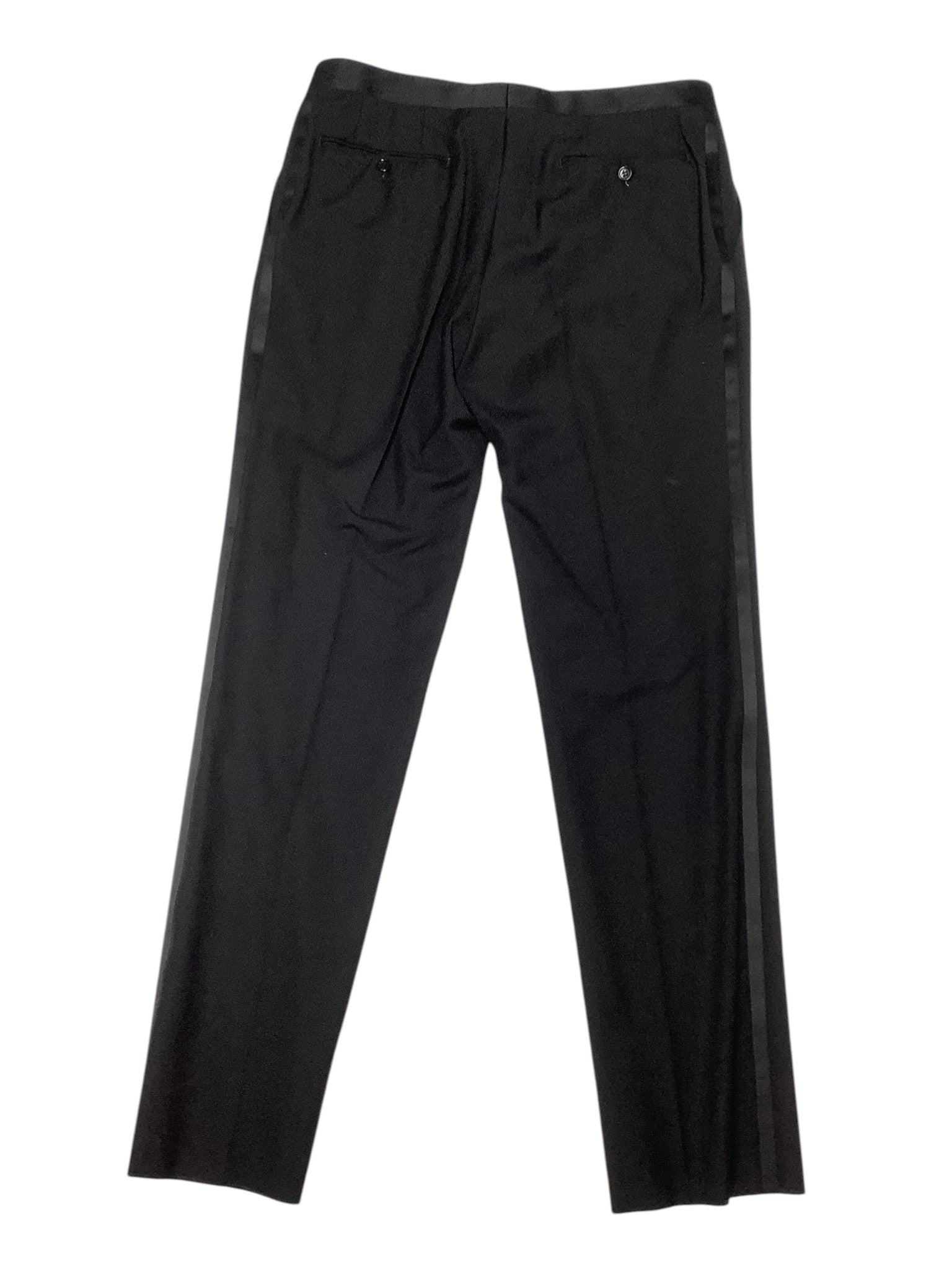 Canali Mens Regular fit Wool Tuxedo Pants Size 36 Black Solid