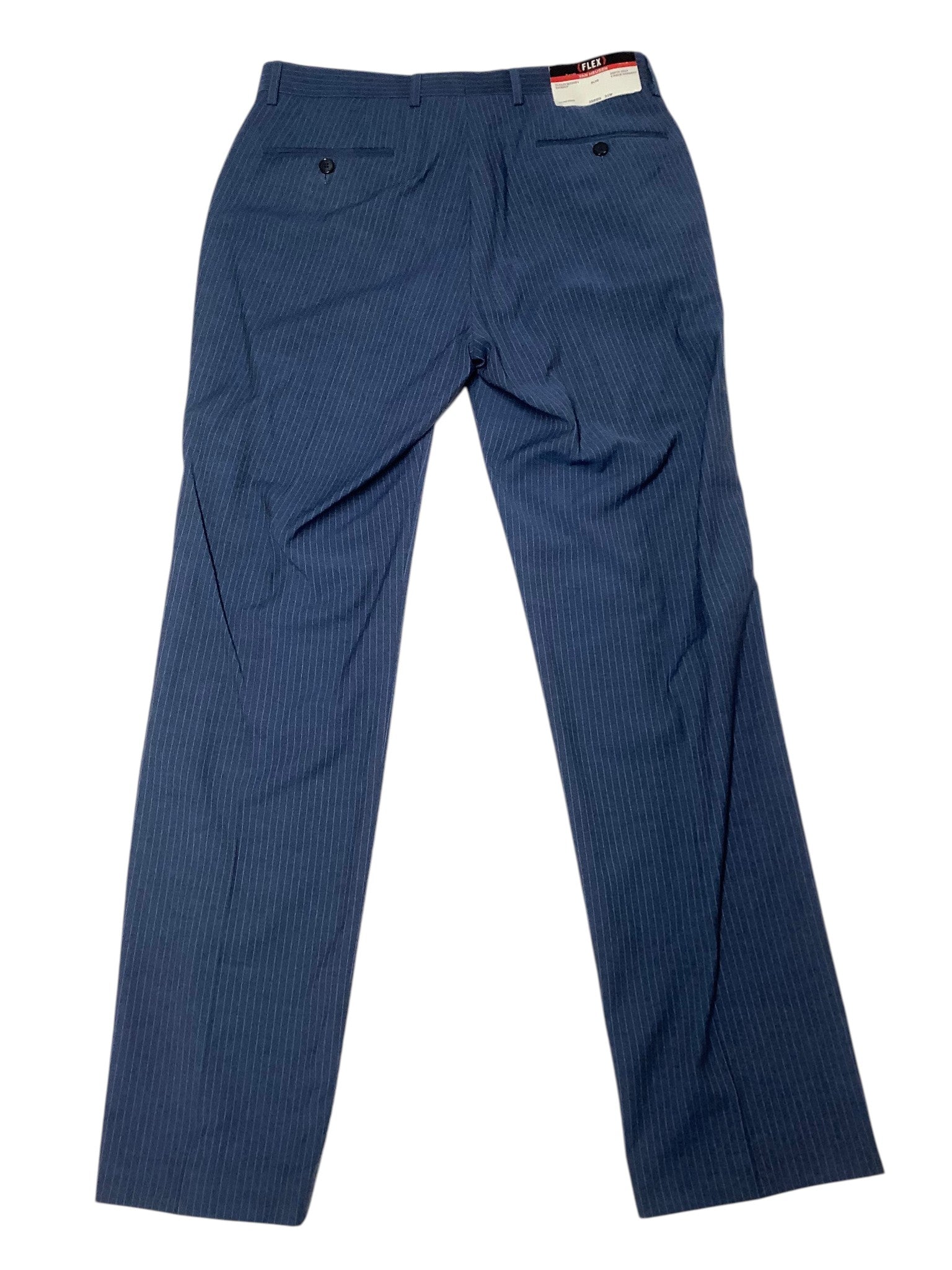Van Heusen Mens Slim fit Dress Pants 31 / 32 Blue Striped Stretch