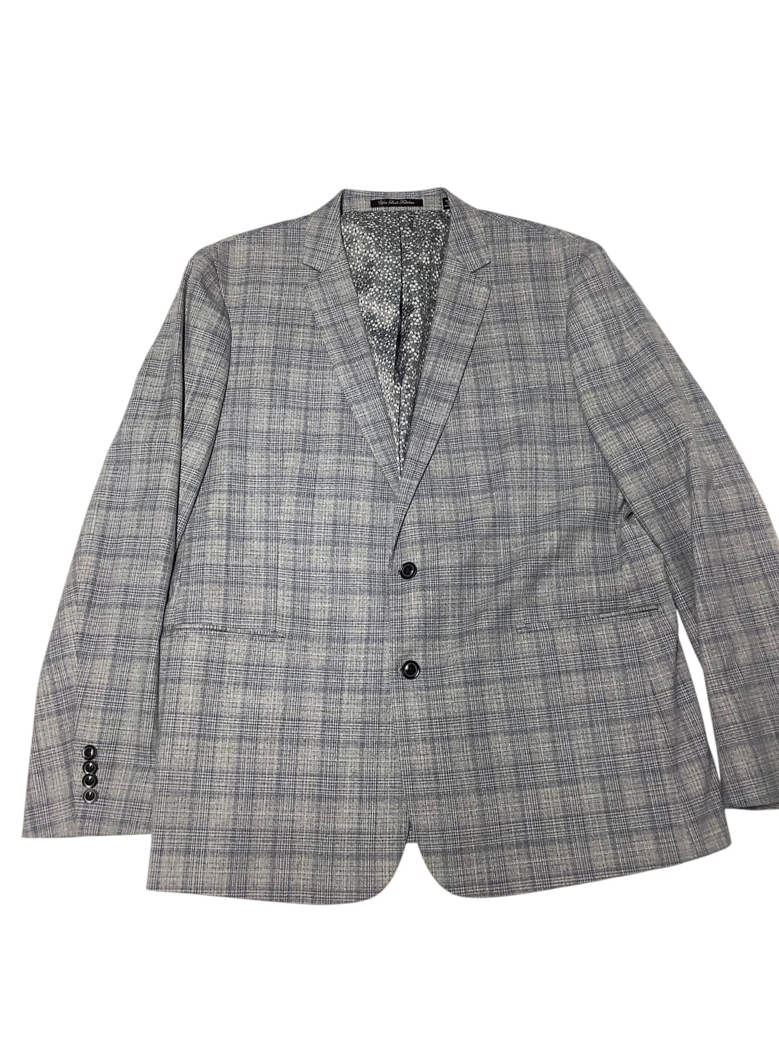 Nick Graham Mens Modern fit Sport Coat Blazer 48 L Grey Plaid Stretch