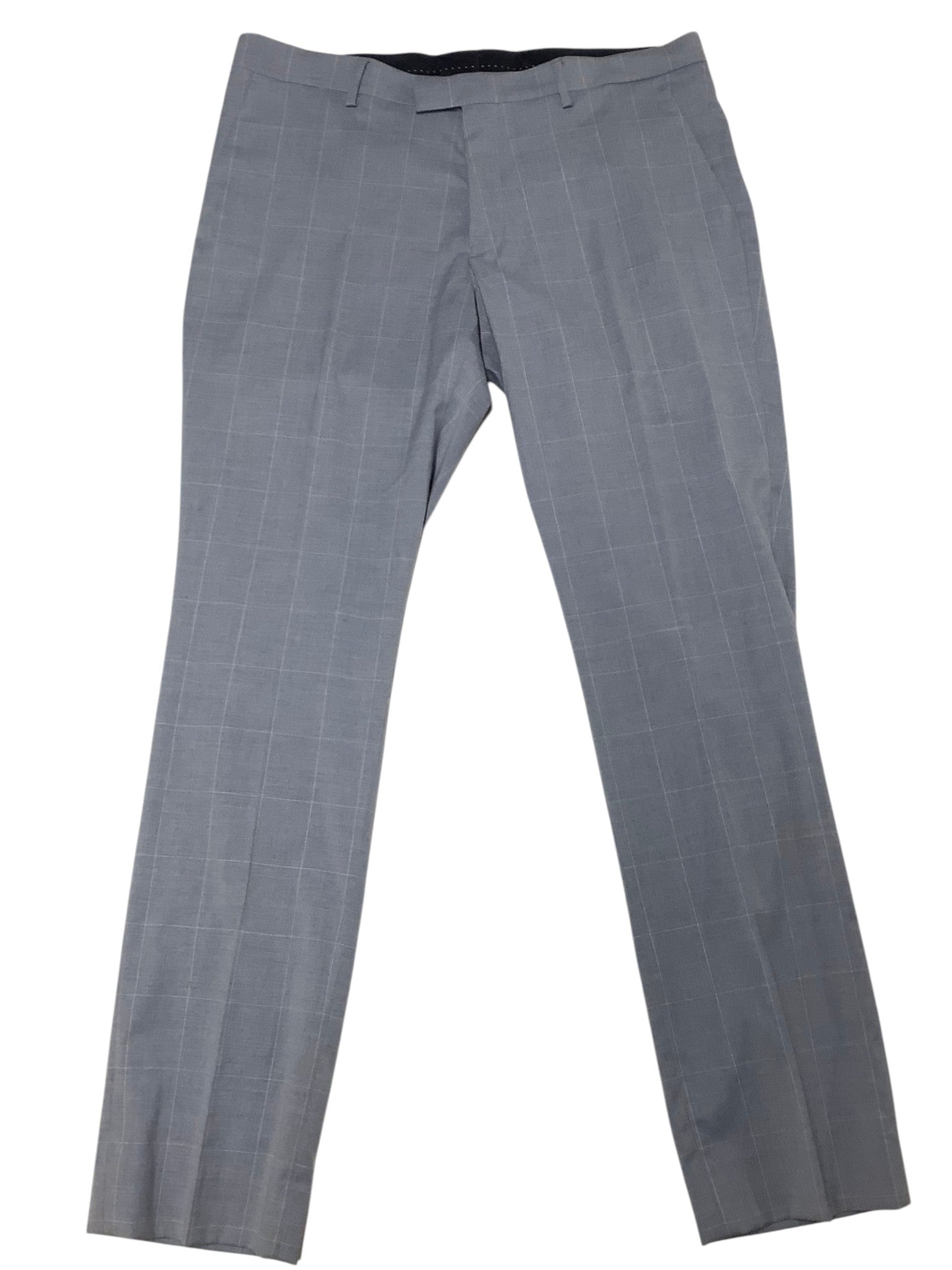 Nick Graham Mens Slim fit Pants Pants 36 / 32 Light Blue Plaid