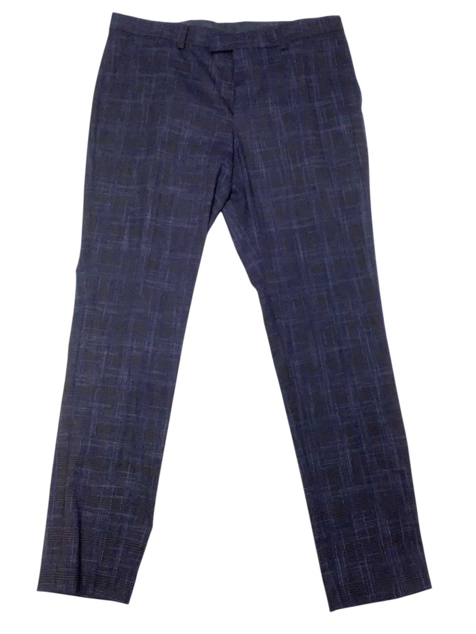 Nick Graham Mens Slim fit Pants Pants 36 / 32 Navy Blue Plaid