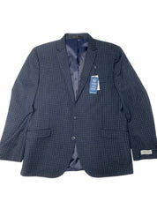 Kenneth Cole Mens Slim fit Suit Jacket Blazer 44 R Navy Blue Plaid Stretch