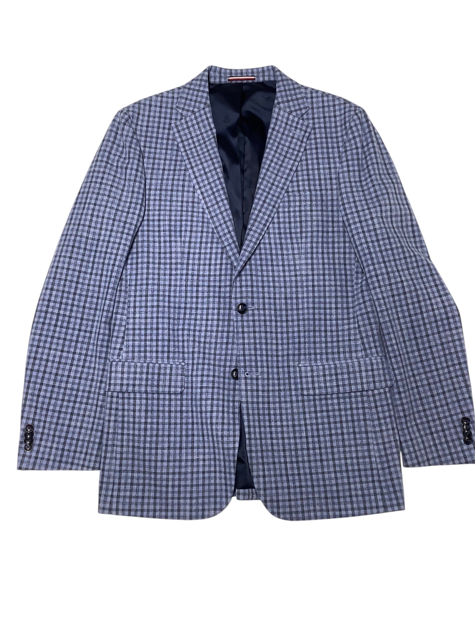 Tommy Hilfiger Mens Modern fit Sport Coat Blazer 40 L Blue Plaid Stretch