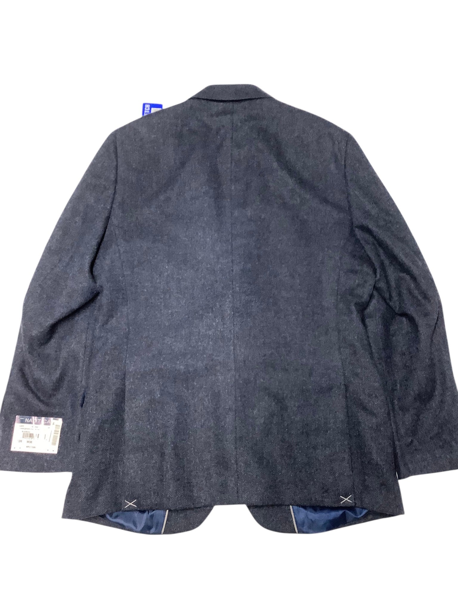 Nautica Mens Modern fit Sport Coat Blazer 42 R Navy Blue Herringbone Stretch