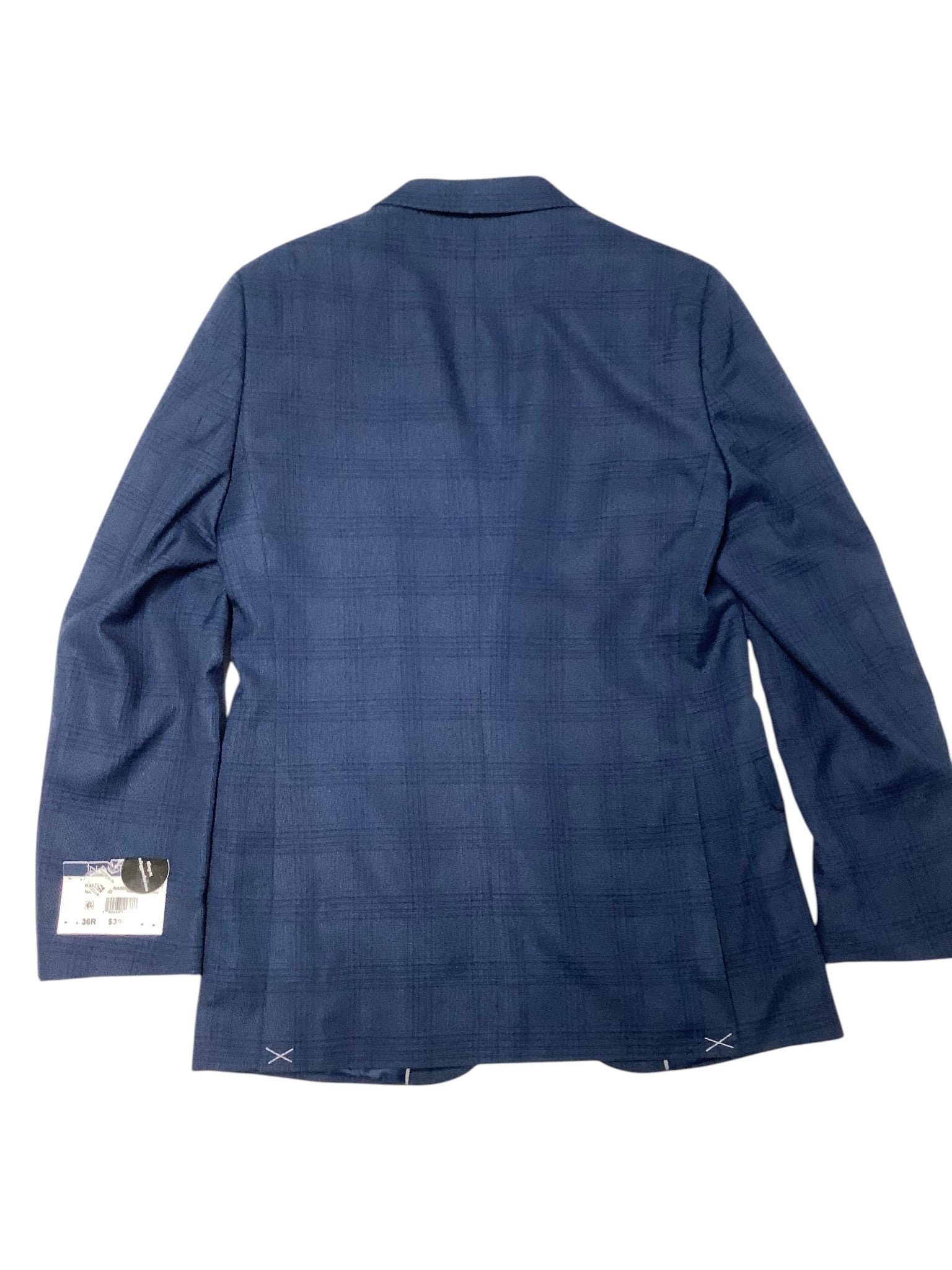 Nautica Mens Modern fit Sport Coat Blazer 36 R Navy Blue Plaid Stretch