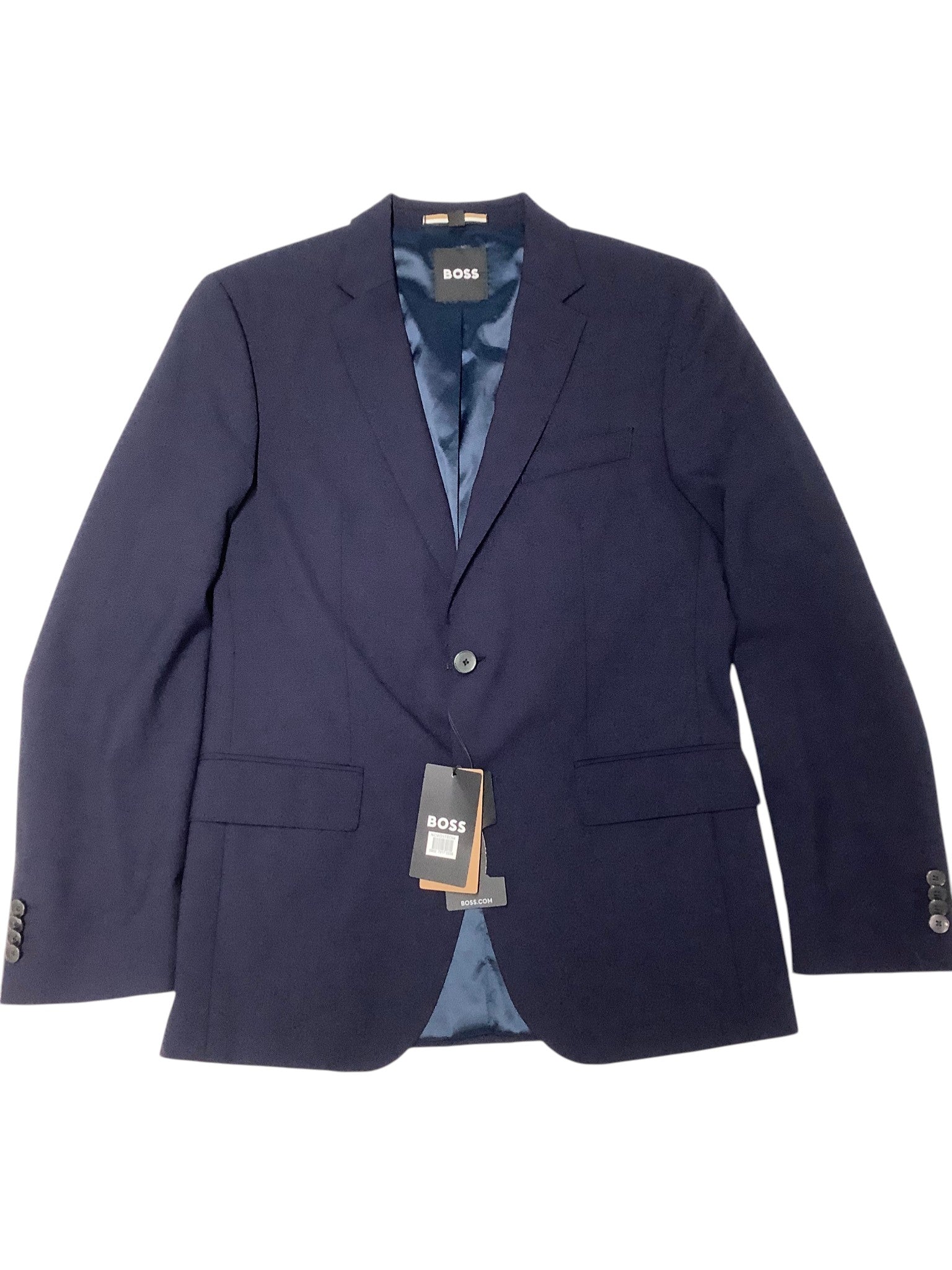 Hugo Boss Mens Modern fit Suit Jacket Blazer 38 R Navy Blue Solid Stretch