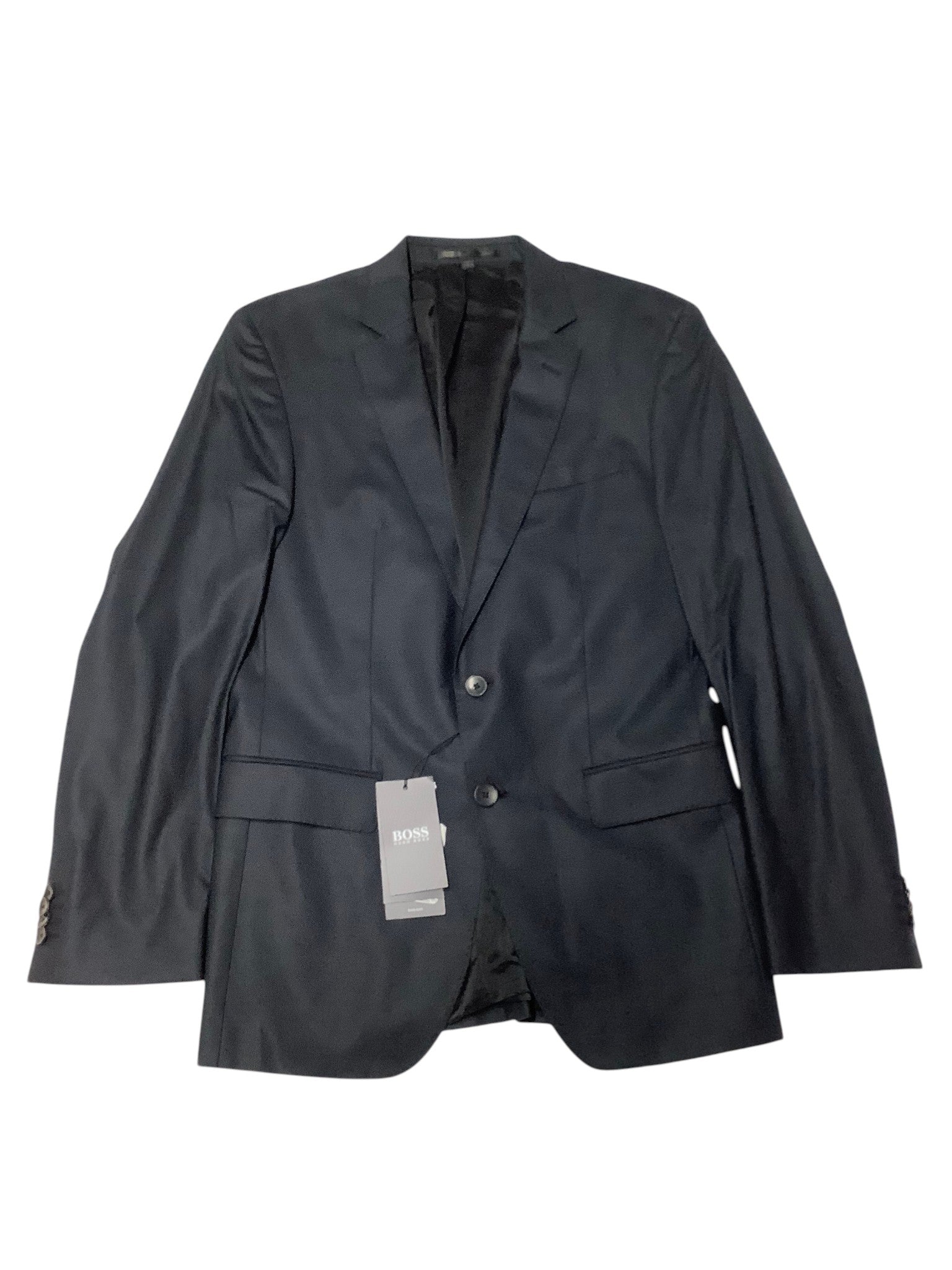 Hugo Boss Mens Slim fit Suit Jacket Blazer 38 R Black Solid Stretch