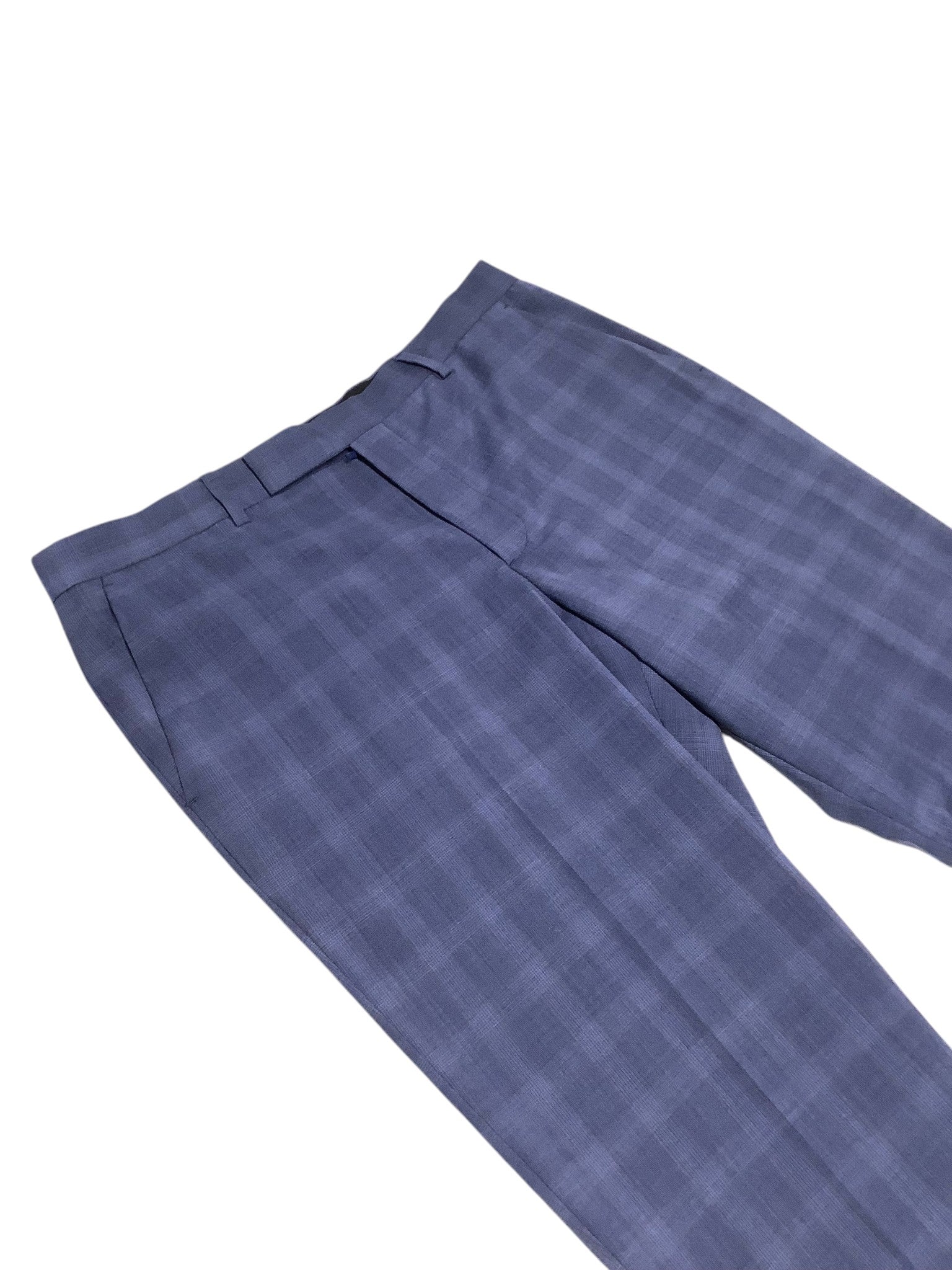 Paul Smith Mens Extra-Slim fit Wool Dress Pants Size 34 Blue Plaid