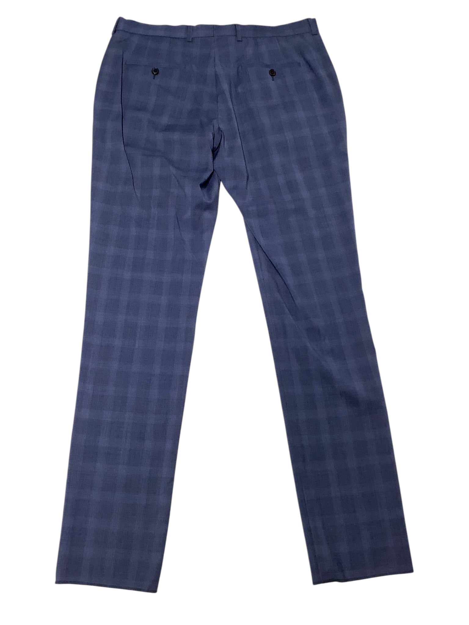 Paul Smith Mens Extra-Slim fit Wool Dress Pants Size 34 Blue Plaid