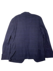 Hugo Boss H-Huge Tonal Plaid Stretch Wool Slim Fit Suit Jacket 44R Navy Blue