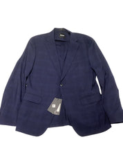 Hugo Boss H-Huge Tonal Plaid Stretch Wool Slim Fit Suit Jacket 44R Navy Blue