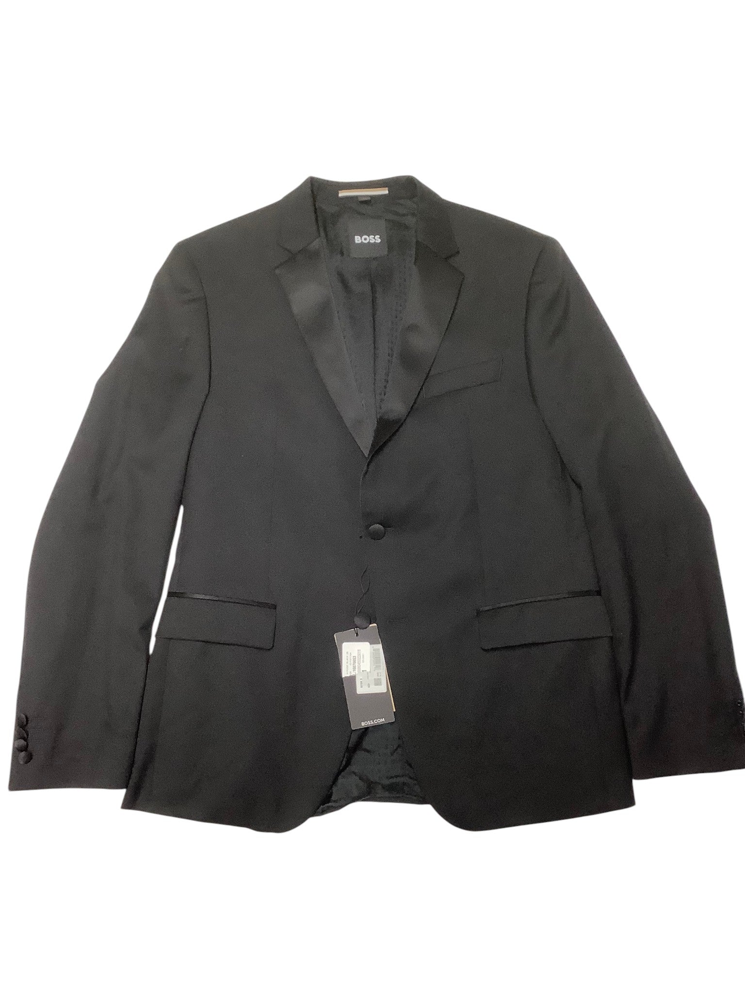 Hugo Boss Mens Slim fit Tuxedo Jacket Blazer 42 R Black Solid Wool