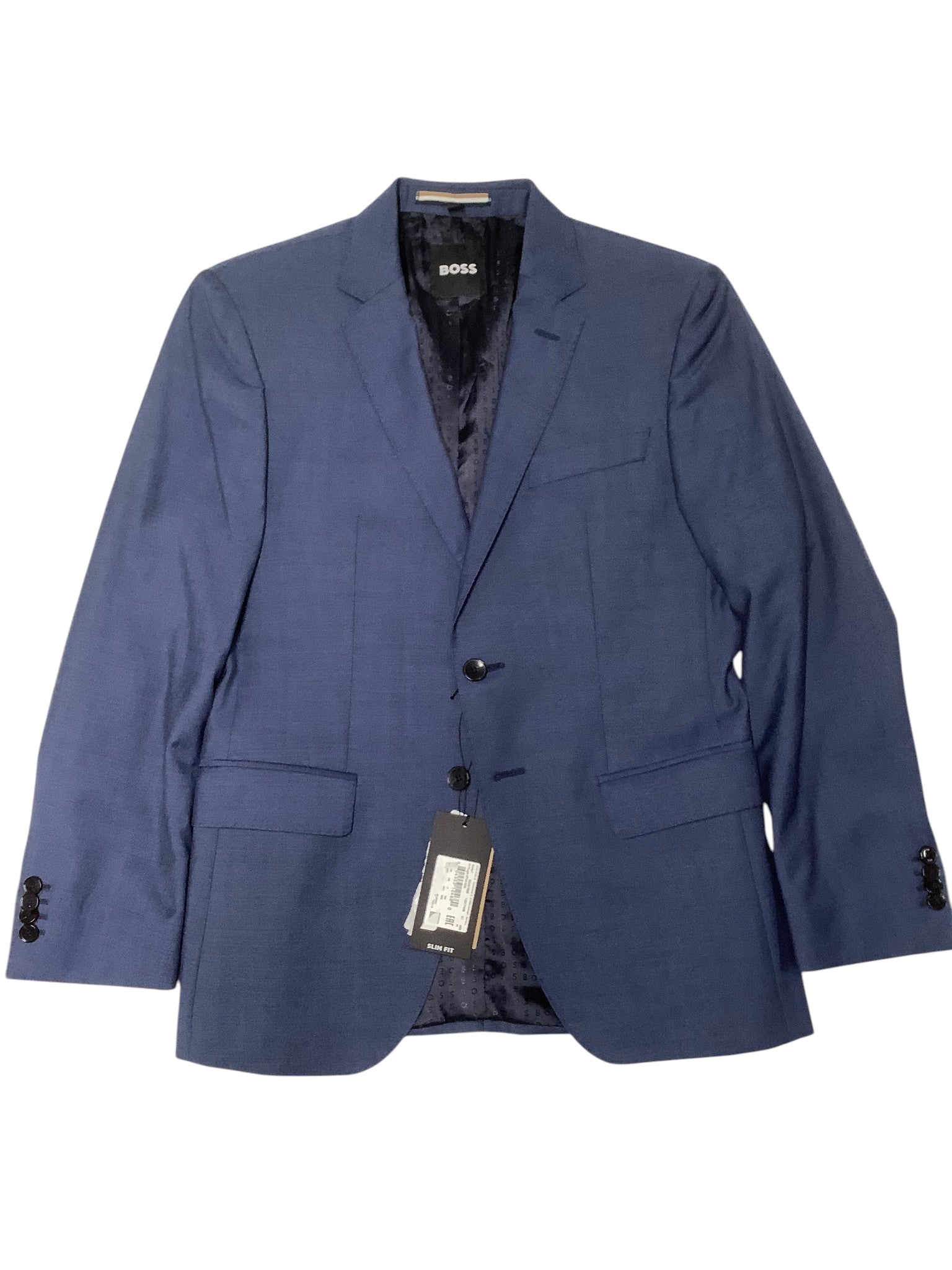 Hugo Boss Mens Slim fit Suit Jacket Blazer 40 R Blue Solid Stretch