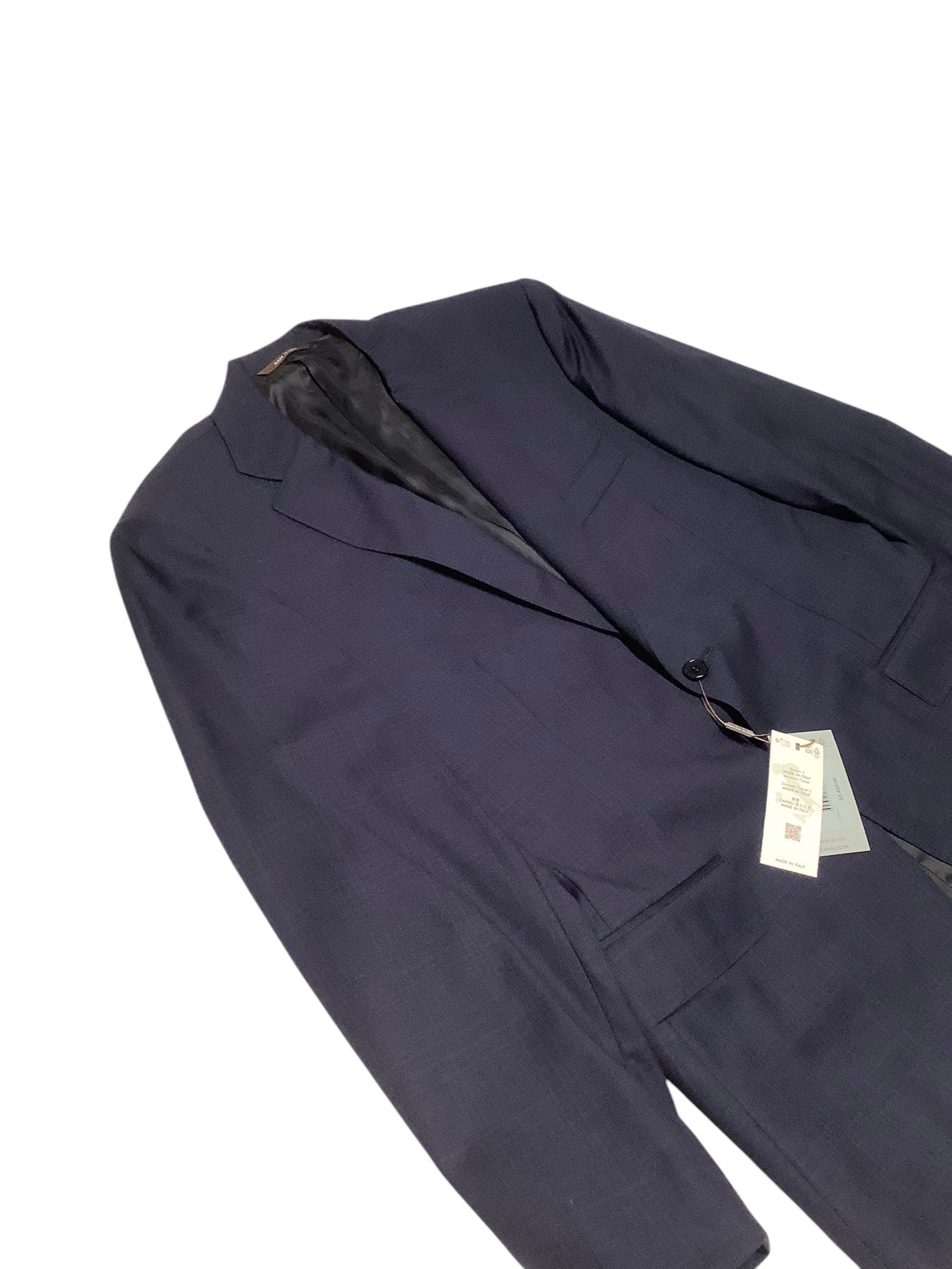 Canali Mens Siena Regular fit 2 Piece Suit 40 R / 34 Waist Navy Blue Plaid