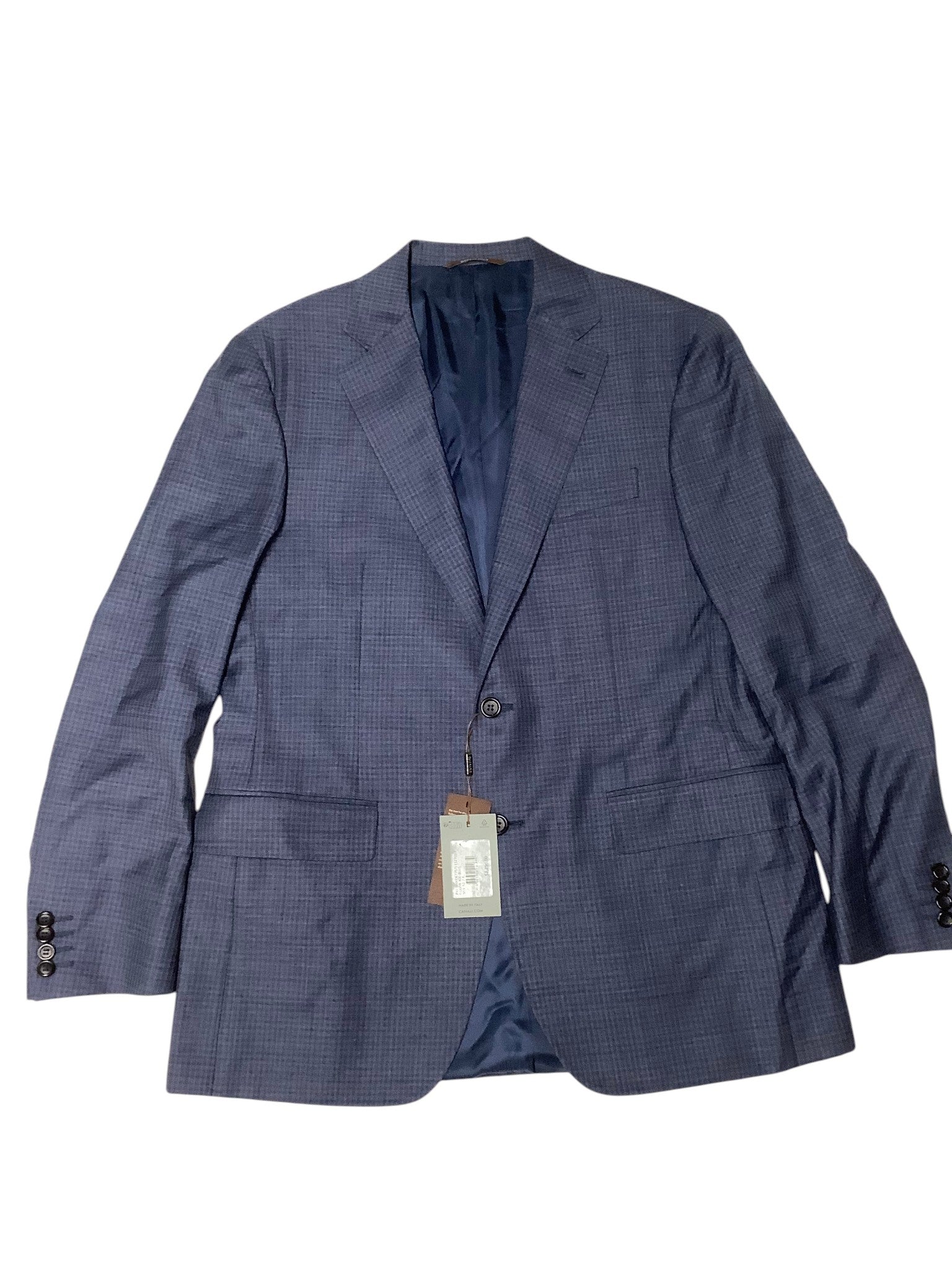 Canali Mens Kei Sharkskin Check Regular Fit 2 Piece Suit 42R / 34W Blue Wool