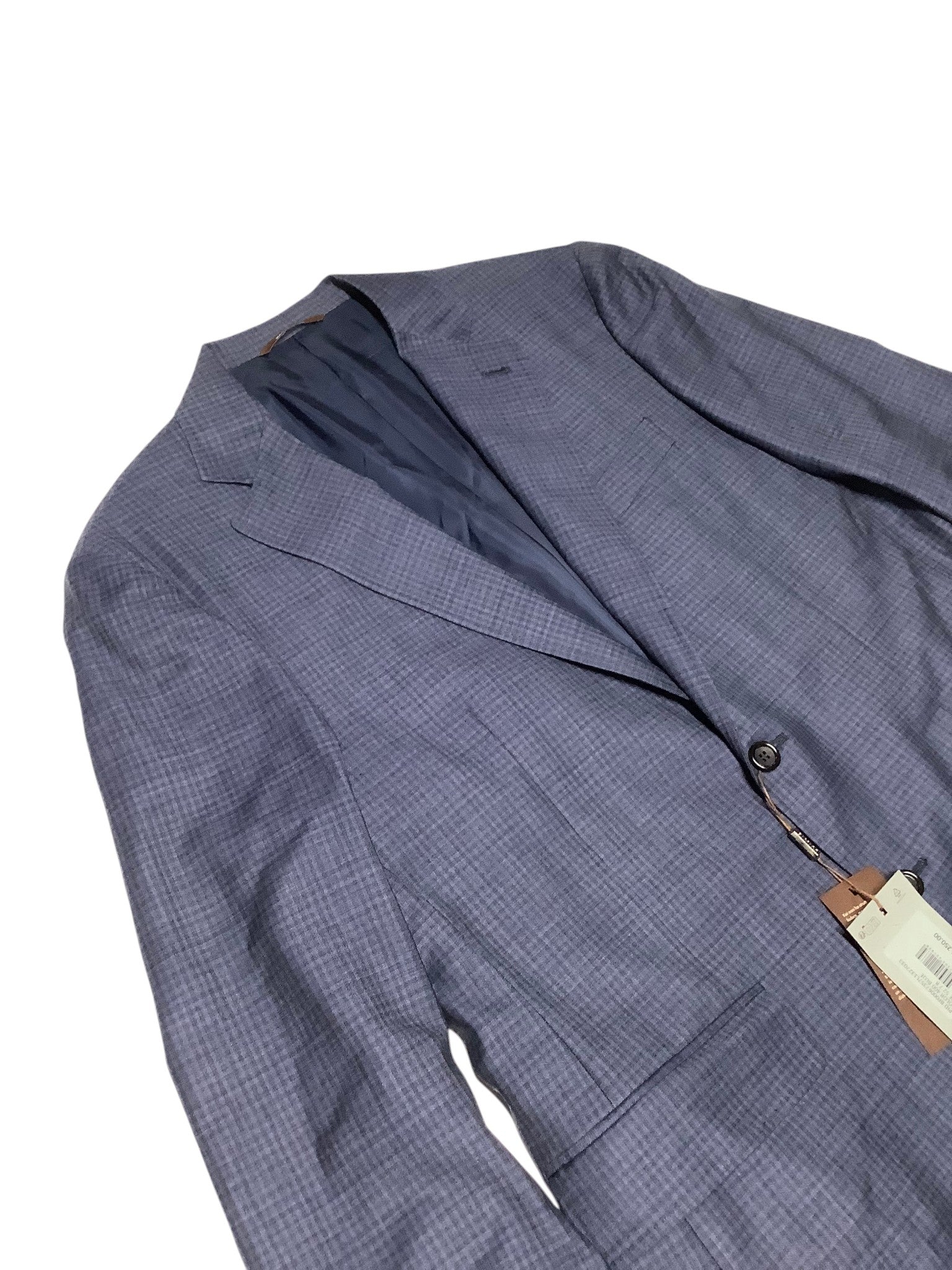 Canali Mens Kei Sharkskin Check Regular Fit 2 Piece Suit 42R / 34W Blue Wool