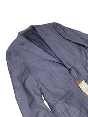Canali Mens Kei Sharkskin Check Regular Fit 2 Piece Suit 42R / 34W Blue Wool