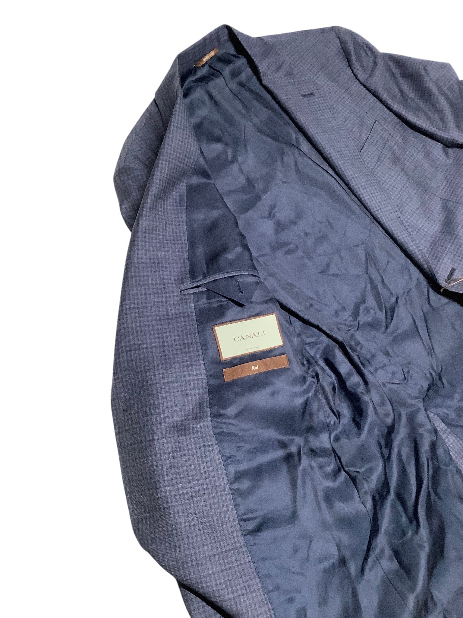 Canali Mens Kei Sharkskin Check Regular Fit 2 Piece Suit 42R / 34W Blue Wool