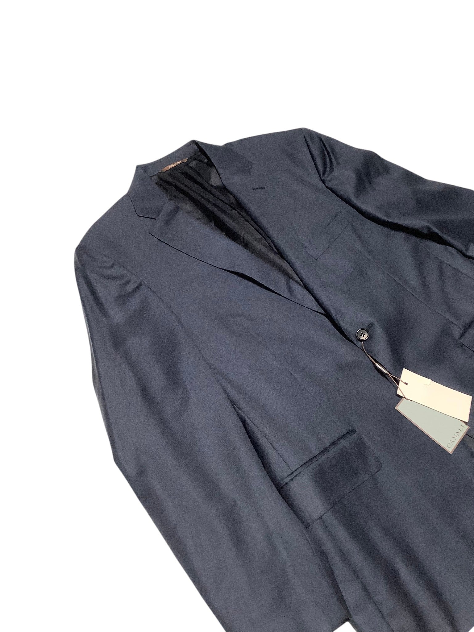 Canali Mens Siena Sharkskin Classic Fit Suit 42S / 36W Navy Blue