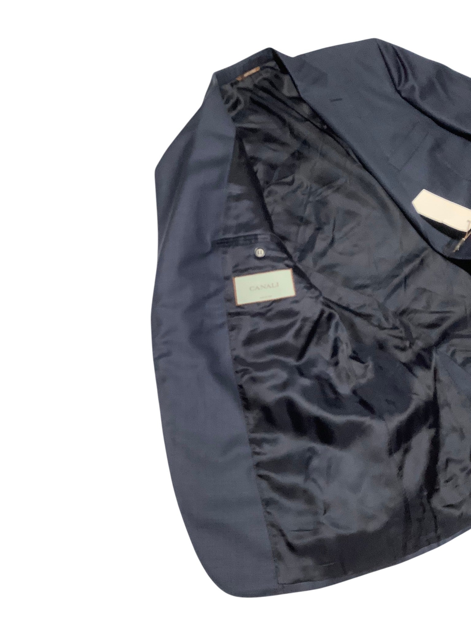 Canali Mens Siena Sharkskin Classic Fit Suit 42S / 36W Navy Blue