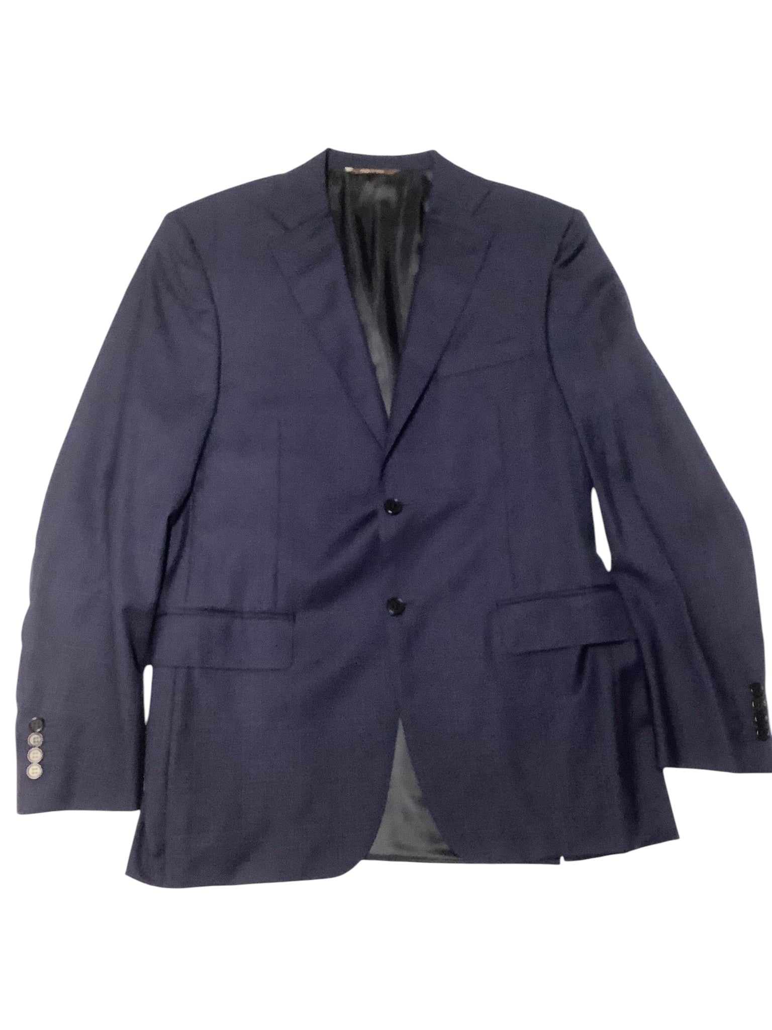 Canali Mens Siena Tonal Plaid Regular Fit Suit 38R / 32W Navy Blue