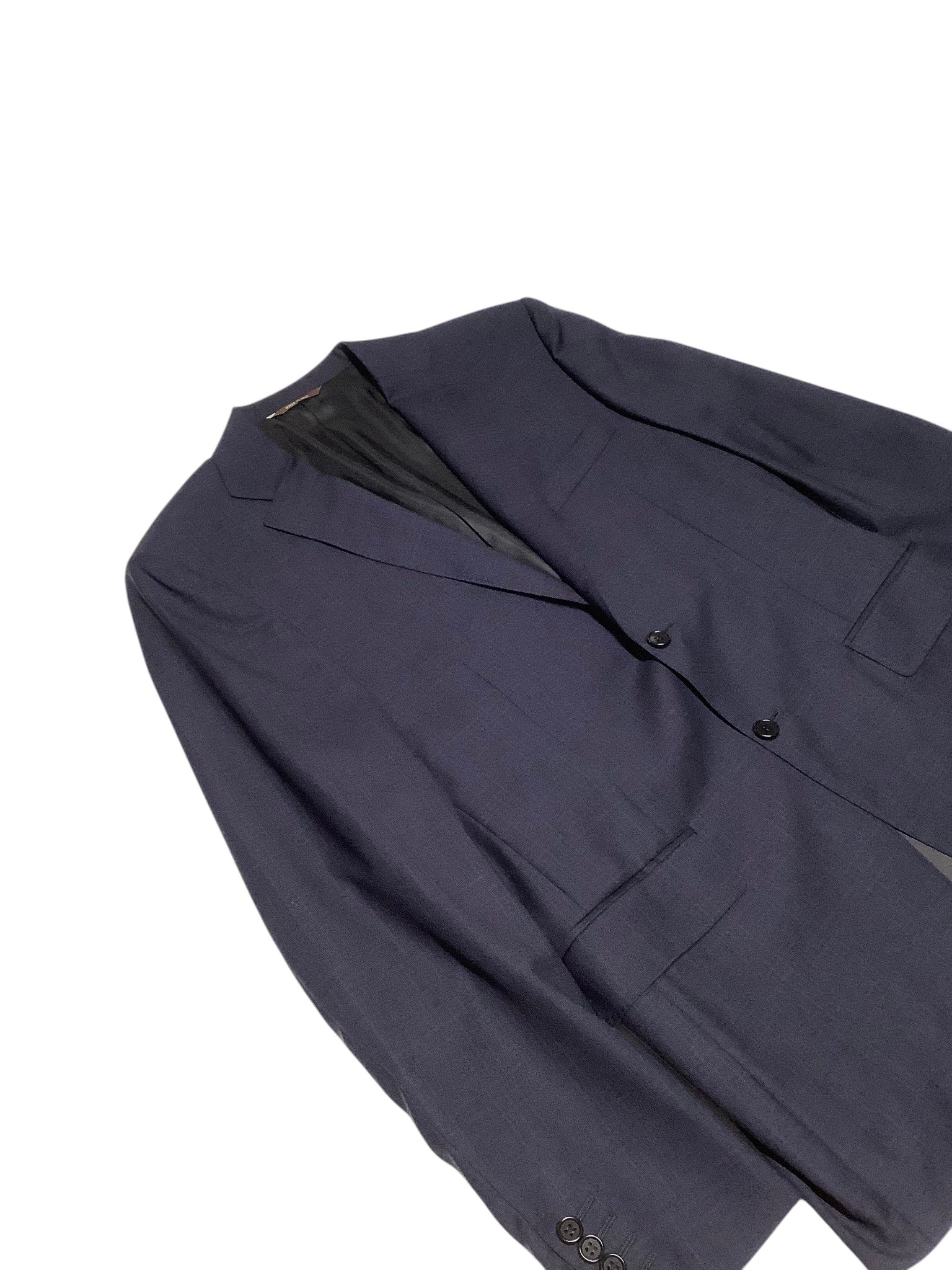 Canali Mens Siena Tonal Plaid Regular Fit Suit 38R / 32W Navy Blue