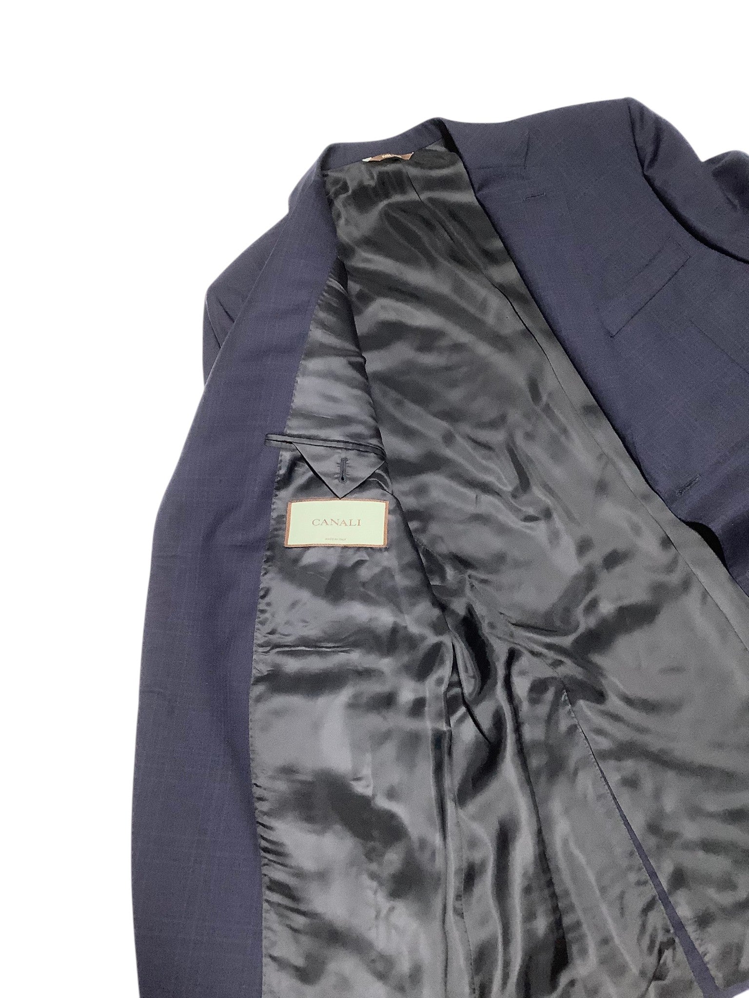 Canali Mens Siena Tonal Plaid Regular Fit Suit 38R / 32W Navy Blue