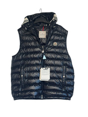 Moncler Clai Quilted Full Zip Hooded Down Puffer Coat Vest Size 6 / XXL Navy