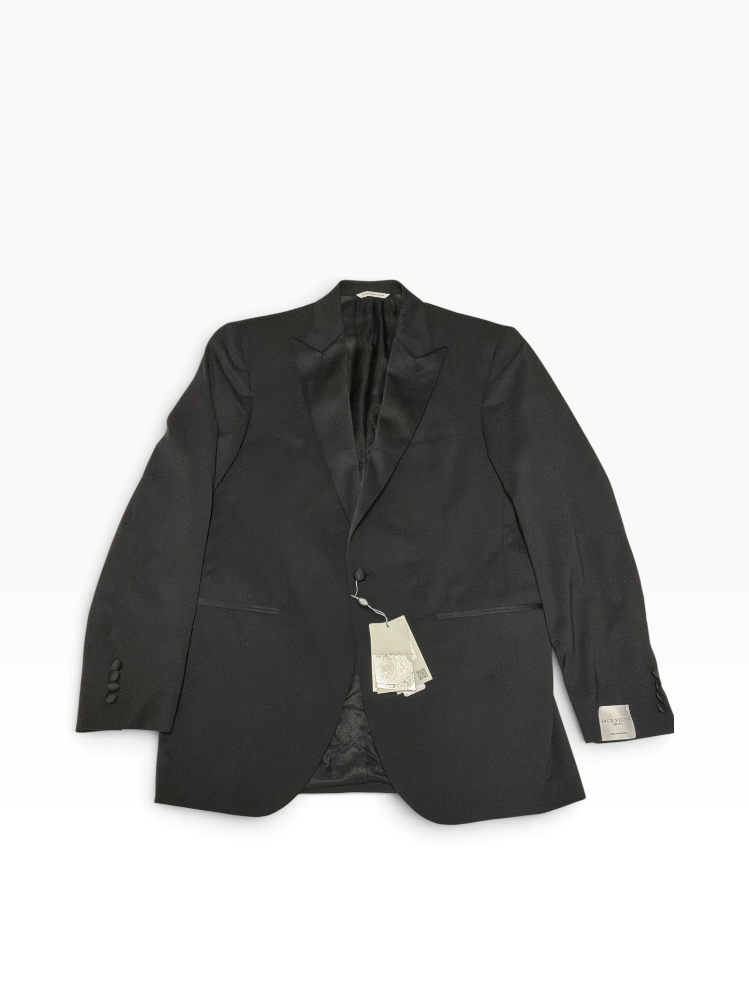Jack Victor Mens Regular fit Wool Tuxedo Jacket Blazer 42 L Black Solid
