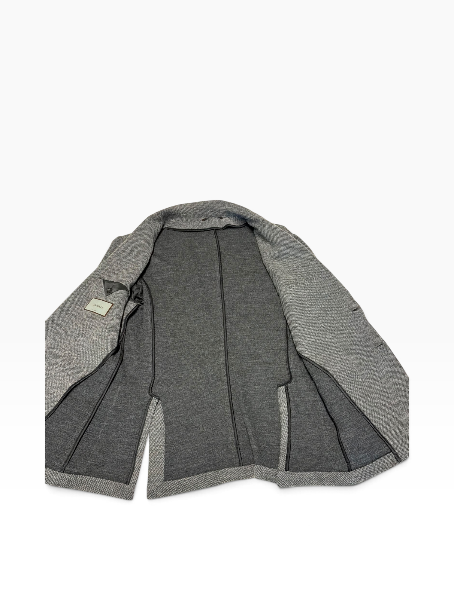 Canali Mens Textured Jersey Knit Sport Coat Blazer 38 R Grey