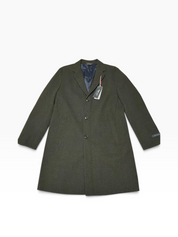 Tommy Hilfiger Mens Modern Fit Wool Blend Overcoat Coat 42R Olive Green Plaid